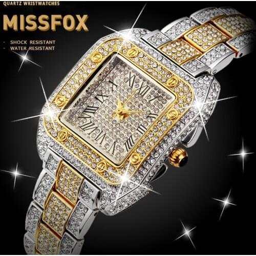 MISSFOX Mens Watch Vertical Quartz Luxury Brand Gold And Silver Plated Hot Roman Numeral Casual Dress Male Tag Heuerwatch