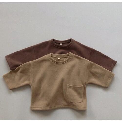 Kids Sweater Knitted Plush Toddler Girl Pullover New Boys Winter Clothes Long Sleeve Bottom Shirt Casual Wear Tops Fashion Loose