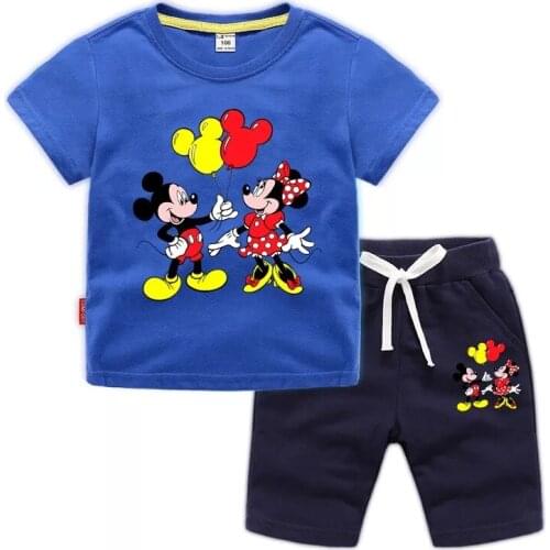 Disney Minnie Mickey Mouse Baby Girl Boy Clothes Set KidsT-shirt Tops + Pants 2pcs Children‘s Clothes Suits Casual Girl Outfits