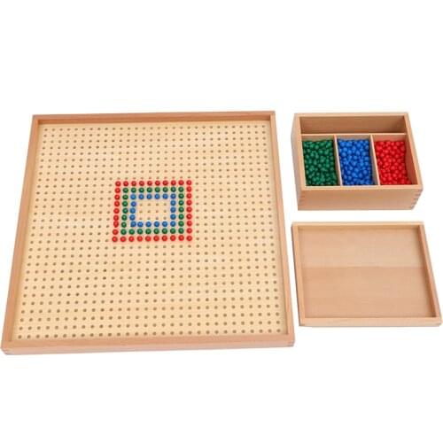 Montessori Math Toy Wooden Peg Board with Plastic Pegs Materials to Learn Square Root Elementary Montessori Materials