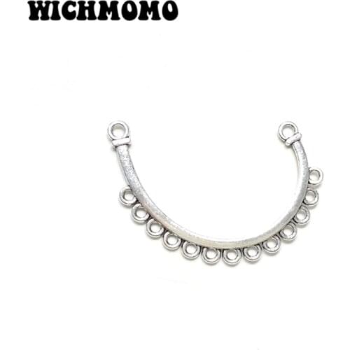 New 31*50mm 5 Pieces Retro Zinc Alloy Arc-shaped Connectors Porous Linker for DIY Necklace Jewelry Accessories PJ544