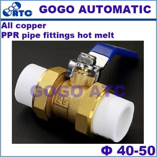 Environmentally friendly and durableAll copper PPR pipe fittings hot melt O.D 40-50 mm Switch double-head live copper ball valve