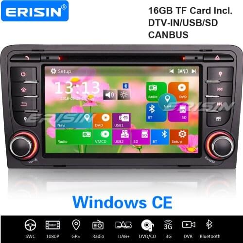 Erisin 7147 DAB+ Car Stereo Sat Nav DVB-T2 DVR Bluetooth Canbus SWC CD Tape USB SD DVD VMCD Head Unit For AUDI A3 S3 RS3 RNSE-PU