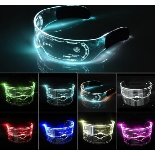 Futuristic Electronic Visor Glasses Colorful LED Luminous Glasses Light Up Glasses Prop for Halloween Party Festival Performance