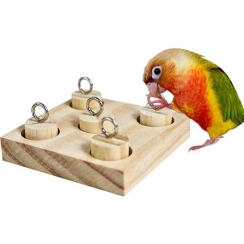 Bird Parrot Educational Toys Wooden Plug-in Column DIY Jack Round Hole Ball Intelligence Development Training Parrot Chew Toys