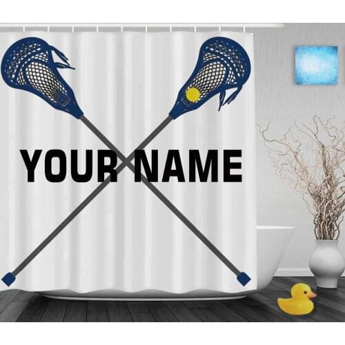 Customized Lacrosse Name Sports Theme Shower Curtain Custom Text Bathroom Shower Curtains Polyester Fabric With Hooks