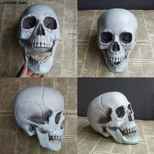 Halloween Artificial Skull Head Model Skull Bone Scary Plastic Skull Bone Horror Skelet Party Bar Ornament Color Random
