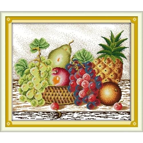 Joy Sunday Fruit Counted Cross Stitch Kits 11&14CT DIY DMC Cross Stitch Embroidery Needlework for Home Decor Handmade Gift