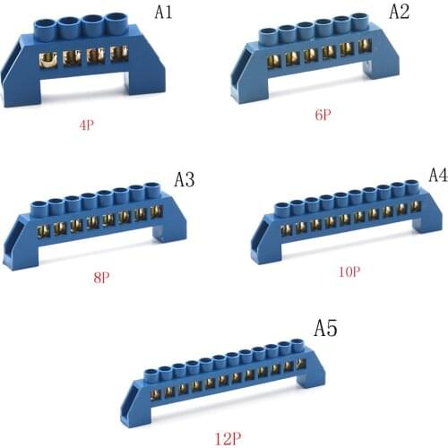4/6/8/10/12 Positions Terminal Block Connector Strip Electrical Distribution Wire Screw Terminal Brass Ground Neutral Bar