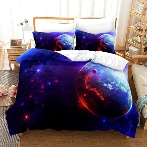 Space Galaxy Bedding Set Bedspread Single Twin Full Queen King Size Sky Stars Planet Bed Set Childrens Kid Duvetcover 14