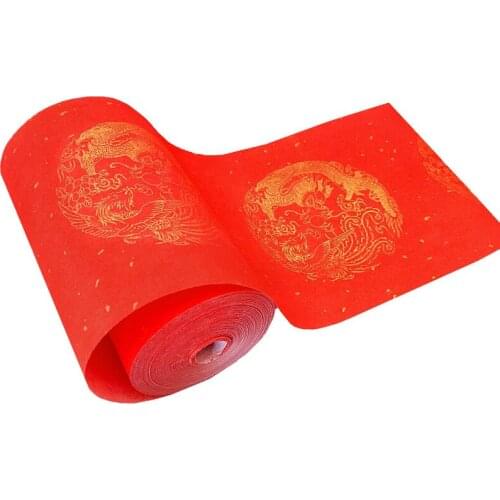 Red Calligraphy Paper Chinese Rolling Half Ripe Red Rice Paper Xuan Paper for Chinese Spring Festival Couplets Red Rijstpapier