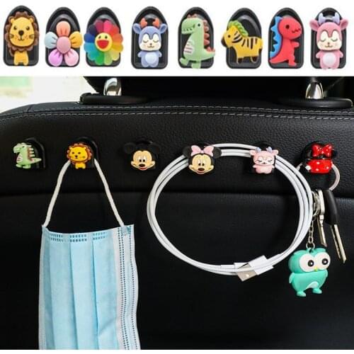 2Pcs Creative Cute Car Sticky Hook Multifunctional Mini Small Adhesive Hook Organizers Car Seat Back Hook Car Storage Supplies