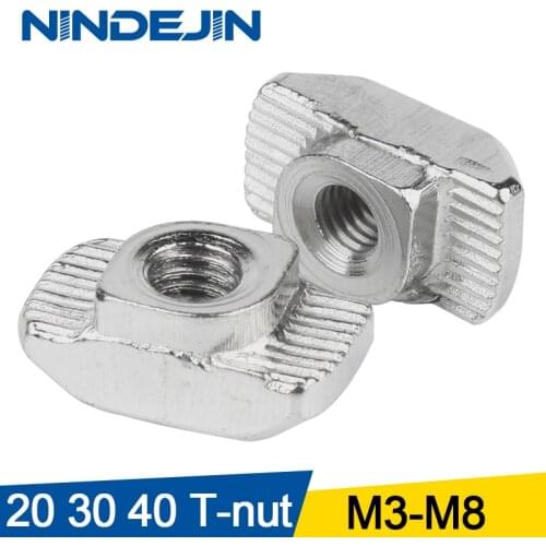 NINDEJIN 30pcs M3 M4 M5 M6 M8 T nut hammer head sliding carbon steel T slot nut fasteners 2020 3030 4040 Series Aluminum Profile