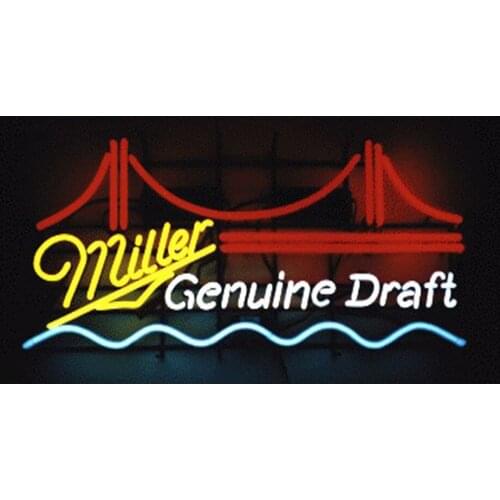 Miller Genuine Draft Bridge Custom Handmade Real Glass Tube Beer Bar Firms Store Advertise Decoration Display Neon Sign 24"X 18"