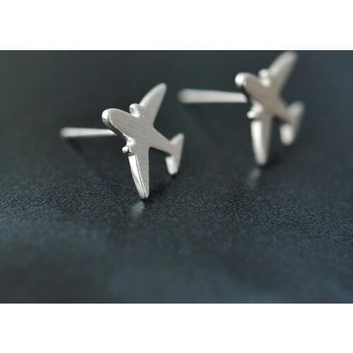 Fashion Piercing Prevent Allergy Silver Color Airplane Stud Earrings for Women Wedding Earrings Jewelry brincos eh566