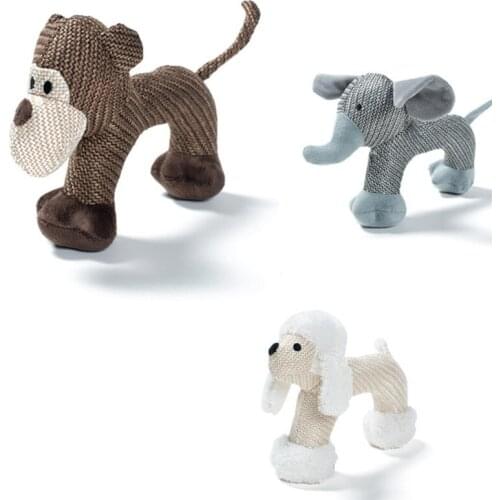 NEW Linen Monkey and Baby Elephant Lamb Bite-Resistant Linen Plush Pet Sounding Toy Cute Training Bite Dog Pet Christmas Gift