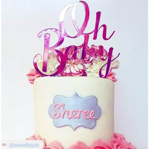 Ins New OH Baby Cake Topper Rose Gold Birthday Wedding Acrylic Cake Topper For Kids Birthday Party Cake Decorations Baby Shower