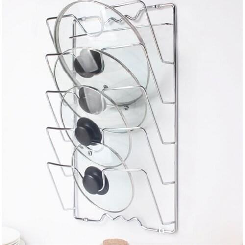 Anti-fall Stainless steel Drying Pan Pot Rack Cover Lid Rest Stand Spoon Holder Holder Kitchen Tool 5 Layer Lid Rack