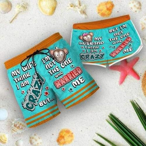 Couple Matching Crazy Monkeys Shorts 3d Shorts women for men Elastic Waist Shorts Summer Couple Beach Shorts