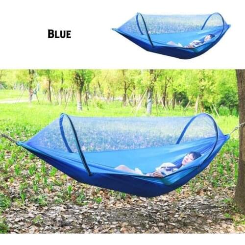Blue 260x150cm Portable Outdoor Mosquito Net Parachute Hammock Camping Hanging Sleeping Bed Swing