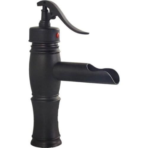 Basin Faucet Black Brass Hot and Cold Single Handle Basin Mixer Tap Deck Mounted Bathroom Faucets Sink Faucet