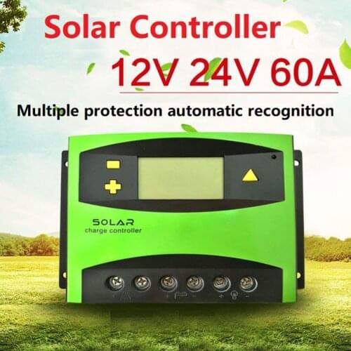 12V 24V 60A solar controller street light photovoltaic panel charger light control time control current display USB port