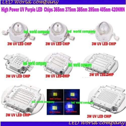 High Power Light UV Purple 3W 10W 50W 100W 365NM 370NM 380NM 395NM 400NM 410NM 420NM UV Ultra Violet High power LED for Aquarium