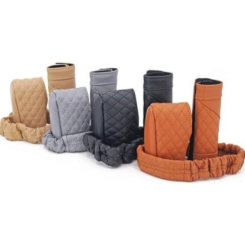 Universal HandBrake Grip Cover Hand Brake Case Gear Shift Knob Cover Case Auto Covers Protectors Rearview Mirror Cover