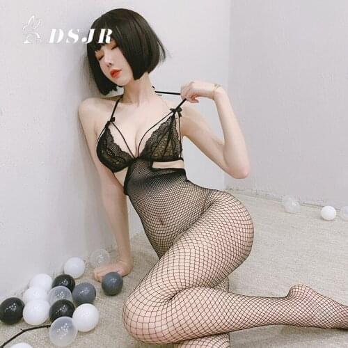 Sexy Temptation Net Clothes Hollowed Out Lady Stocking Fishnet Open Crotch Bodysuit Sock Erotic Catsuit Mesh Pantyhose Babydoll