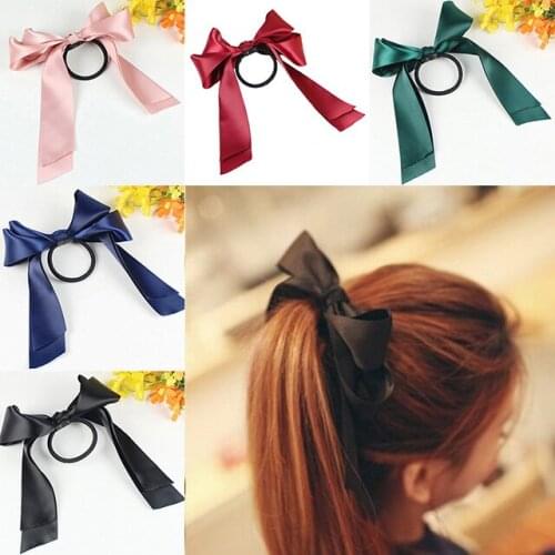 1PC Hot New Hair Ties Sweet Large Bowknot Ribbon Hair Rope Women Elasticity Fashion Girls Hair Band Cute Hair Accessories