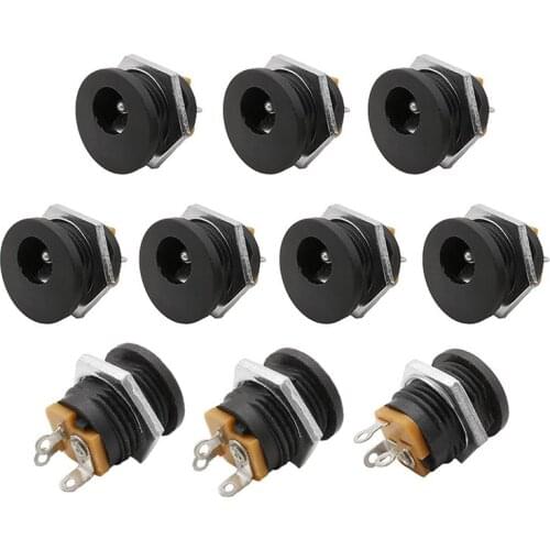 10Pcs DC-022 5.5 x 2.1mm DC Power Socket Jack/ DC Connectors 5.5*2.1mm Panel Mounting interface Supply Jack Plug DC022 5.5-2.1