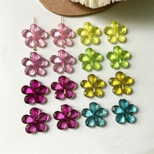 10PCS Colorful Acrylic Acetate Crystal Flowers Beads For Earring Necklace DIY Handmade Jewelry Making Accessory