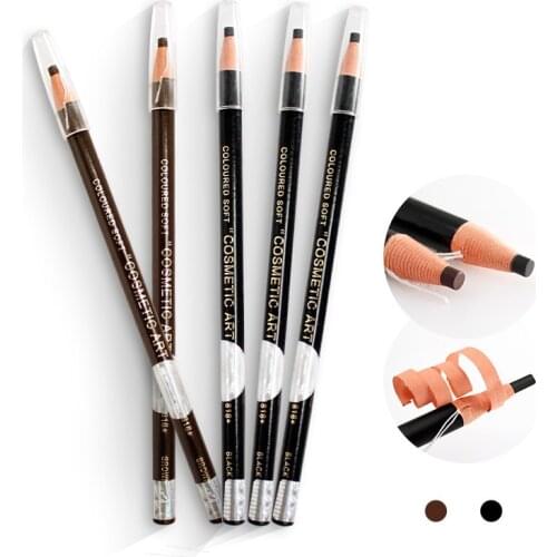 KZBOY 12PCS of Hot Sale Waterproof Microblading Eyebrow Pencils Soft Coloured Pencils for Brows Makeup Pen Tool