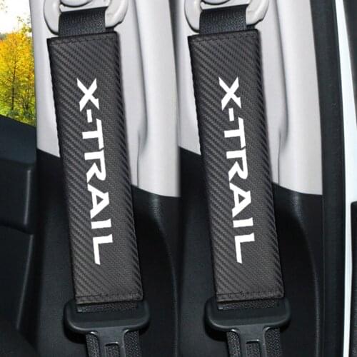 2pcs Car-styling Carbon fiber Car Seat belt Cover Protective Pad for Nissan X-TRAIL XTRAIL T30 T31 T32 2013-2019 Accessories