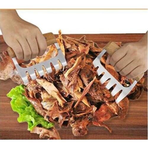 2PCS Beef Barbecue BBQ Cooking Grill Bear Meat Shredding Claws Pulled Pork Bear Claws Stainless Steel BBQ Claws For Shredding