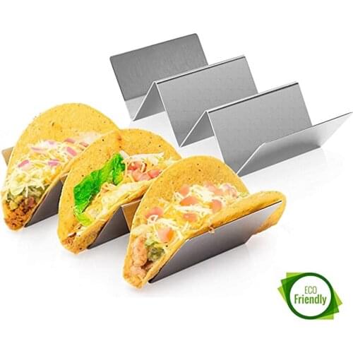 2Pcs Stainless Steel Taco Holder Tray Tortillas Stand Rack Taco Holder Pancake Baking Rack Safe for Dishwasher Oven Grill