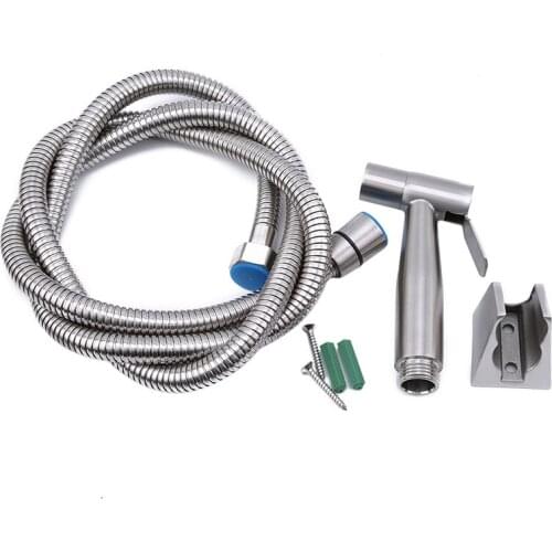 3 PCS Set 304 Stainless Steel Bidet Toilet Spray Gun Faucet Booster Flushing Nozzle Hose Shower Seat Angle Valve