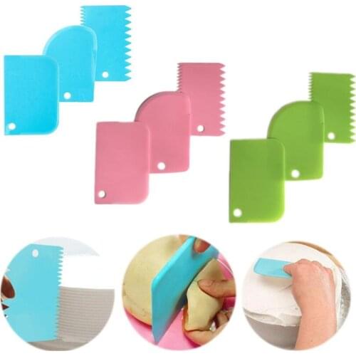 3PCS/Lot Dough Cake Cutter Slicer Spatula for Cake Cream Scraper Pasty Cutters Scraper Irregular Teeth Edge DIY Smoother