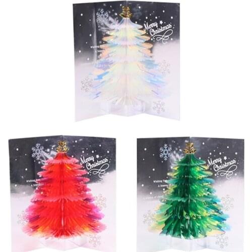 3D Pop-Up Christmas Greeting Cards Sparkling Tree Handmade Holiday Card with Envelope for Xmas New Year