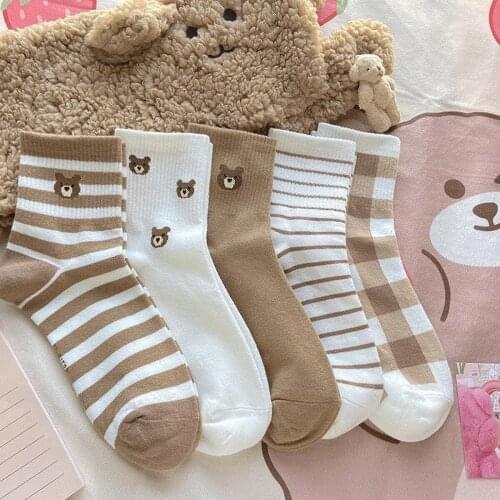 5 pairs of fashionable socks, cute and fresh cotton socks, womens socks