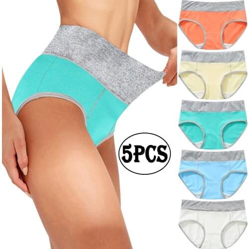 5pcs Women Patchwork Cotton Briefs Panties Female Underwear Seamless Lingerie High Rise bragas para mujeres majtki damskie