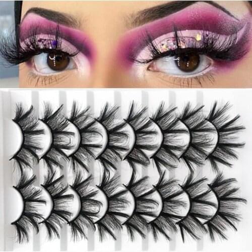 8 Pairs Natural Long 3D False Eyelashes Faux Mink Hair Fake Eyelash Set Volume Fluffy Crisscross Lashes Makeup Extension Tools