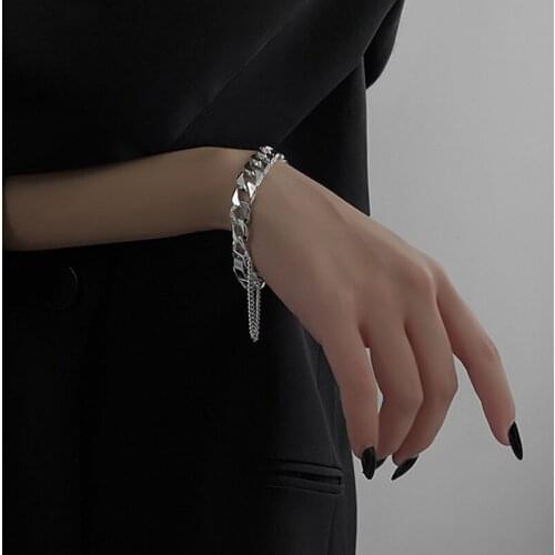Exaggerate Punk Link Chain Stainless Steel Metal Bracelet For Women Men Vintage Geometric Bracelet Hip Hop Fashion Jewelry