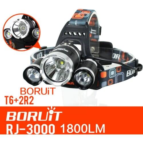 DHL 20pcs/lot Boruit RJ-3000 3x XM-L T6+2R5 LED Headlamp Headlight HeadLight