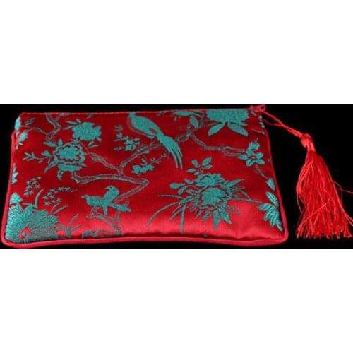 Tassel Long Women Zipper Purse Gift Bags for Jewelry Storage Bags Silk Brocade Portable Luxury Cosmetic Bag for Travels 10pcs/lo