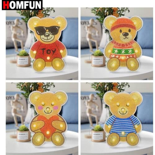 HOMFUN Diamond Painting LED Lamp Light 5D Diamond Embroidery DIY Rhinestones Unicorn Night Lamp Christmas Halloween Gift