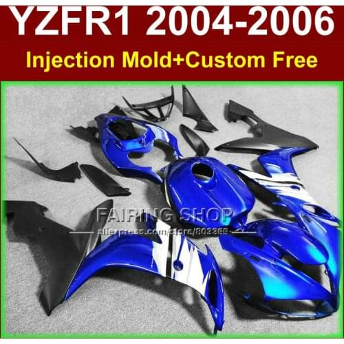 Custom paint Injection fairings kits for YAMAHA R1 2004 2005 2006 YZF R1 04 05 06 YZF1000 blue black motorcycle fairing bodywork