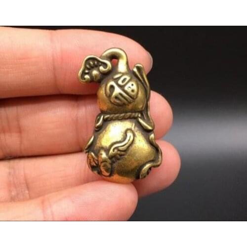 Chinese pure brass blessing gourd small statue