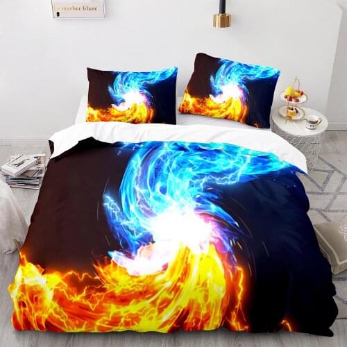 Colorful Flame Bedding Set Single Twin Full Queen King Size Ice And Fire Blaze Bed Set Children Kid Bedroom Duvetcover Sets 010