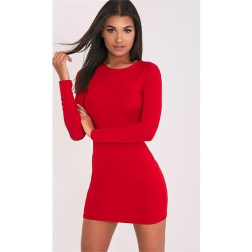 Long Sleeve Mini Red Dress